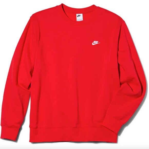 Nike Sportswear Club Fleece Men's Crew Sweatshirt Top Red 3XL - Picture 1 of 10